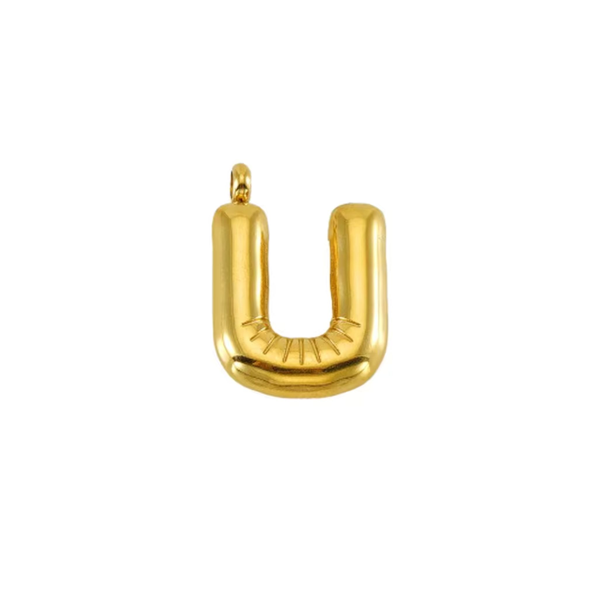 Puffy Gold Letter Pendant Necklace - 14K Gold Plated Initial Charm Jewelry for Women - Perfect for Gifts, Birthdays & Everyday Elegance