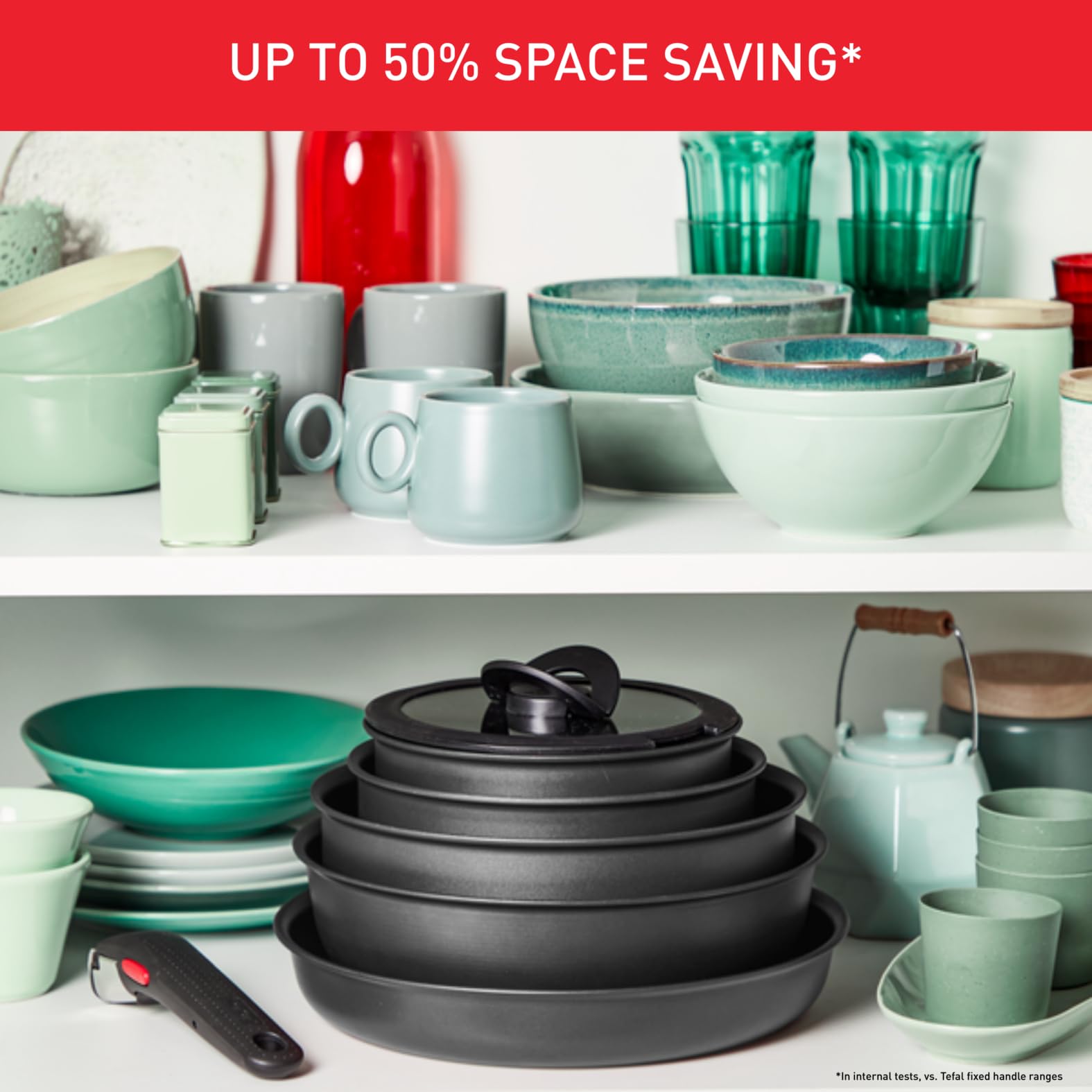 Tefal Ingenio Daily Chef 10-Piece Non-Stick Induction Cookware Set - 22cm & 26cm Frying Pans, 18cm & 20cm Saucepans, 24cm Sauté Pan with Hermetic Lids, Spatula & Removable Bakelite Handles - Perfect for Home Cooking, Meal Prep & Induction Stoves