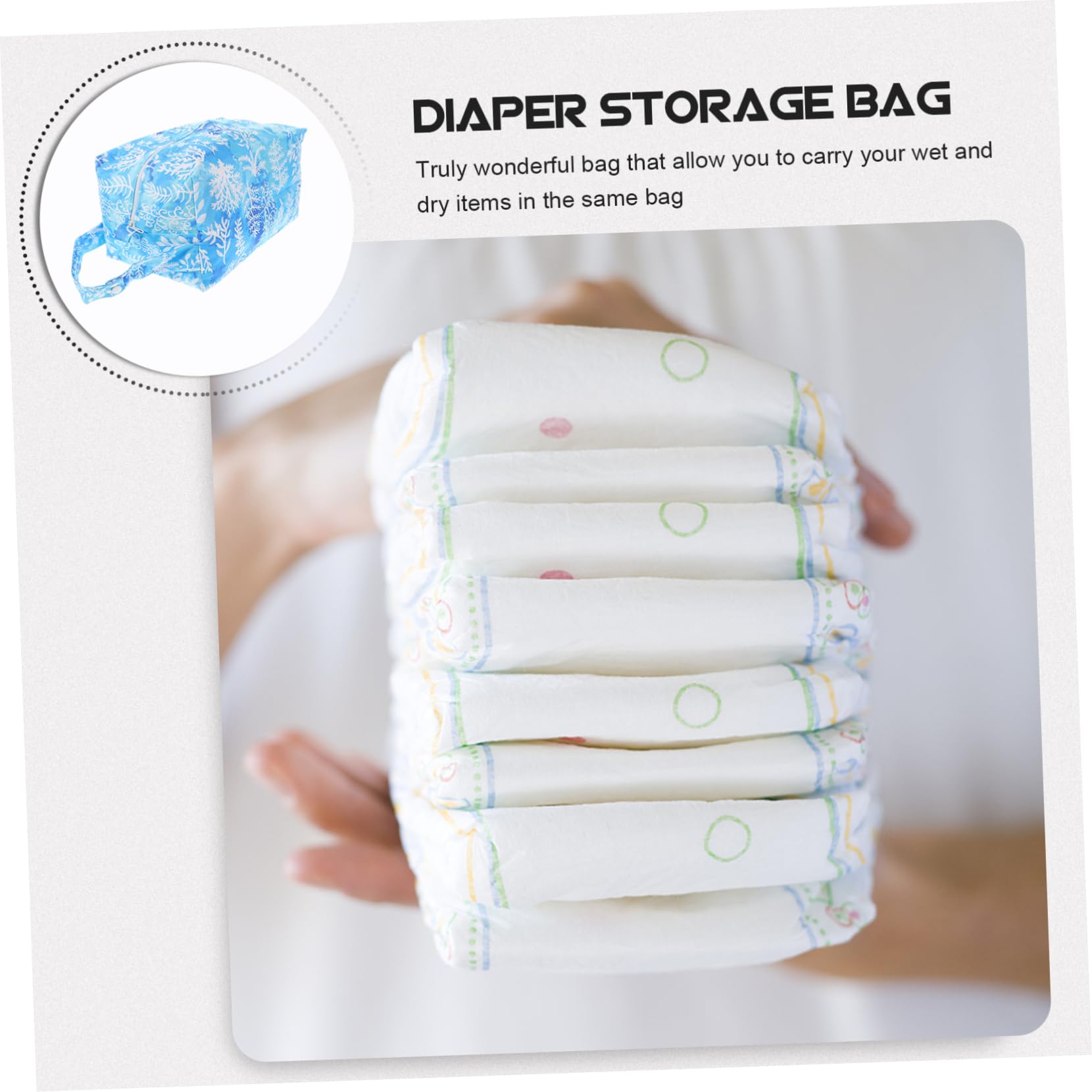 Wakauto Reusable Waterproof Storage Bag - Cloth Nappy & Wet Dry Bag for Baby Essentials, Travel & Outdoor Activities | Perfect for Diapers, Swimwear & Toiletries