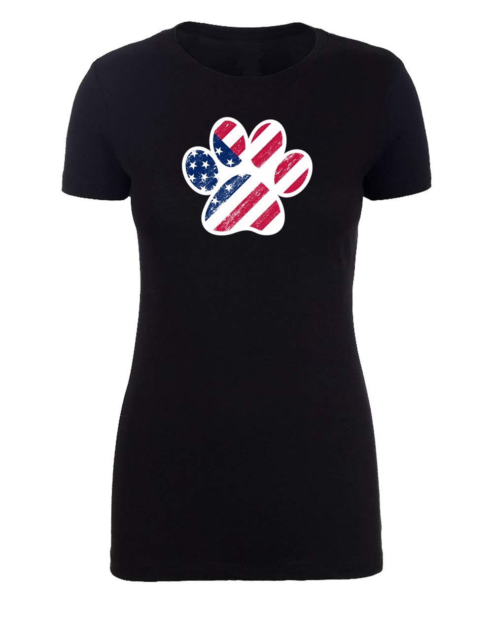 American Flag Dog Paw Patriotic Graphic T-Shirt for Women - 4th of July Independence Day Apparel - Casual Wear & Holiday Celebration Outfit