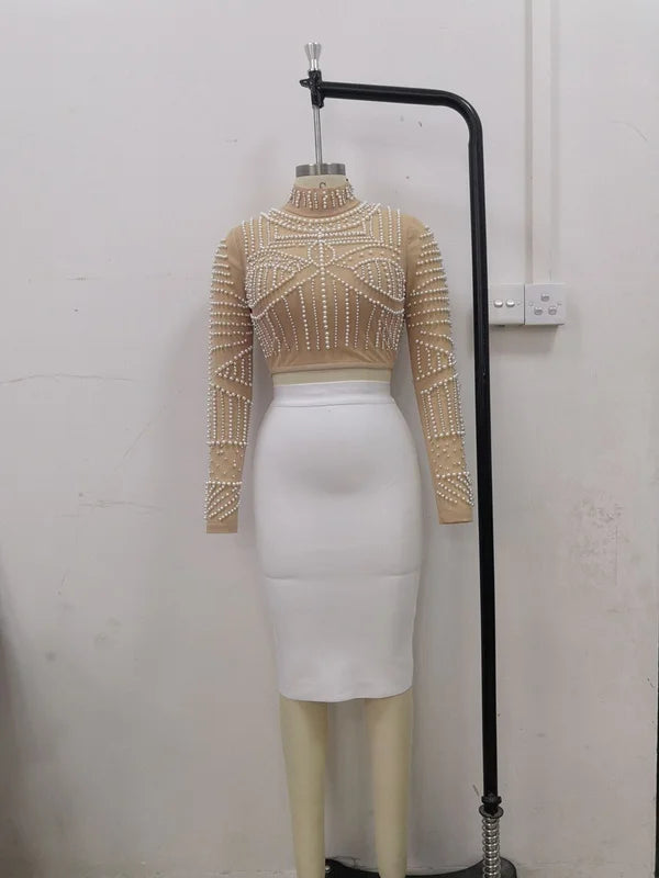 Nude Top White Skirt
