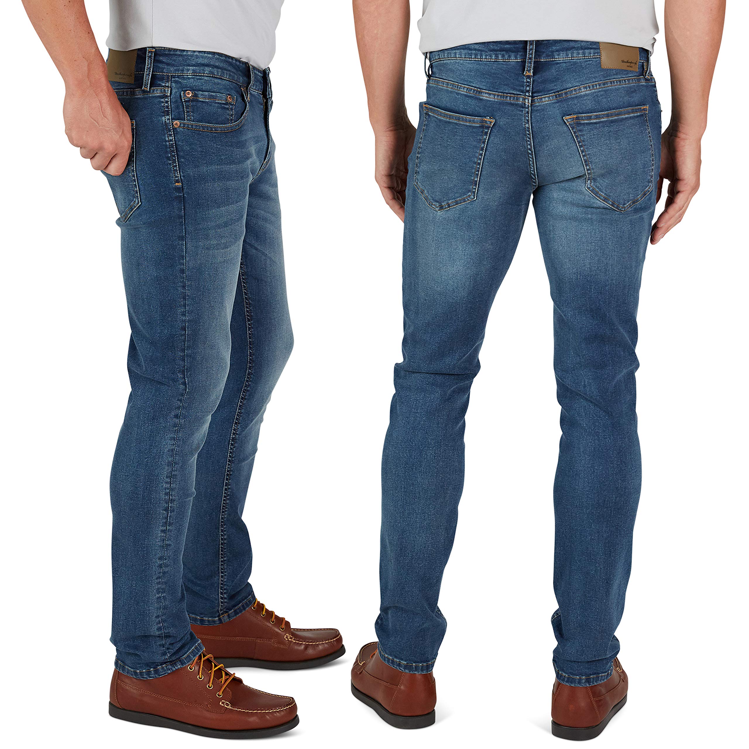 Vintage Men's Weatherproof Jeans | Super-Soft Stretch Denim Pants | Slim Fit Blue & Black Jeans for Casual Wear & Outdoor Activities