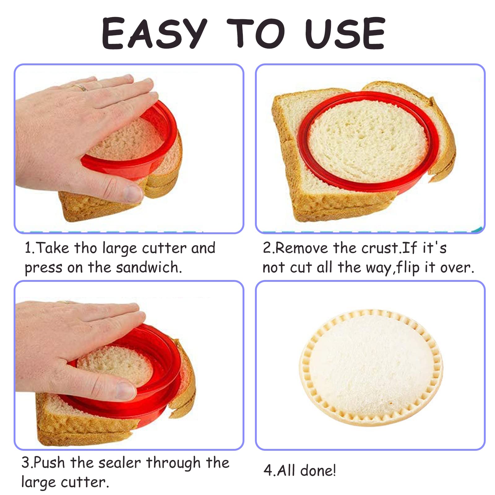 5PCS Sandwich Cutter and Sealer Set - Pancake & Cookie Press Mold, DIY Sandwich Maker for Kids Lunch Box | Perfect for Bento Box, School Lunch & Party Snacks