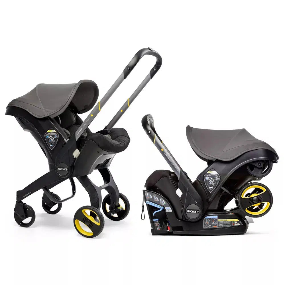 Doona Infant Car Seat & Stroller Combo with Base - Grey Hound | Lightweight Travel System for Newborns | Perfect for Airports, Shopping & Daily Outings
