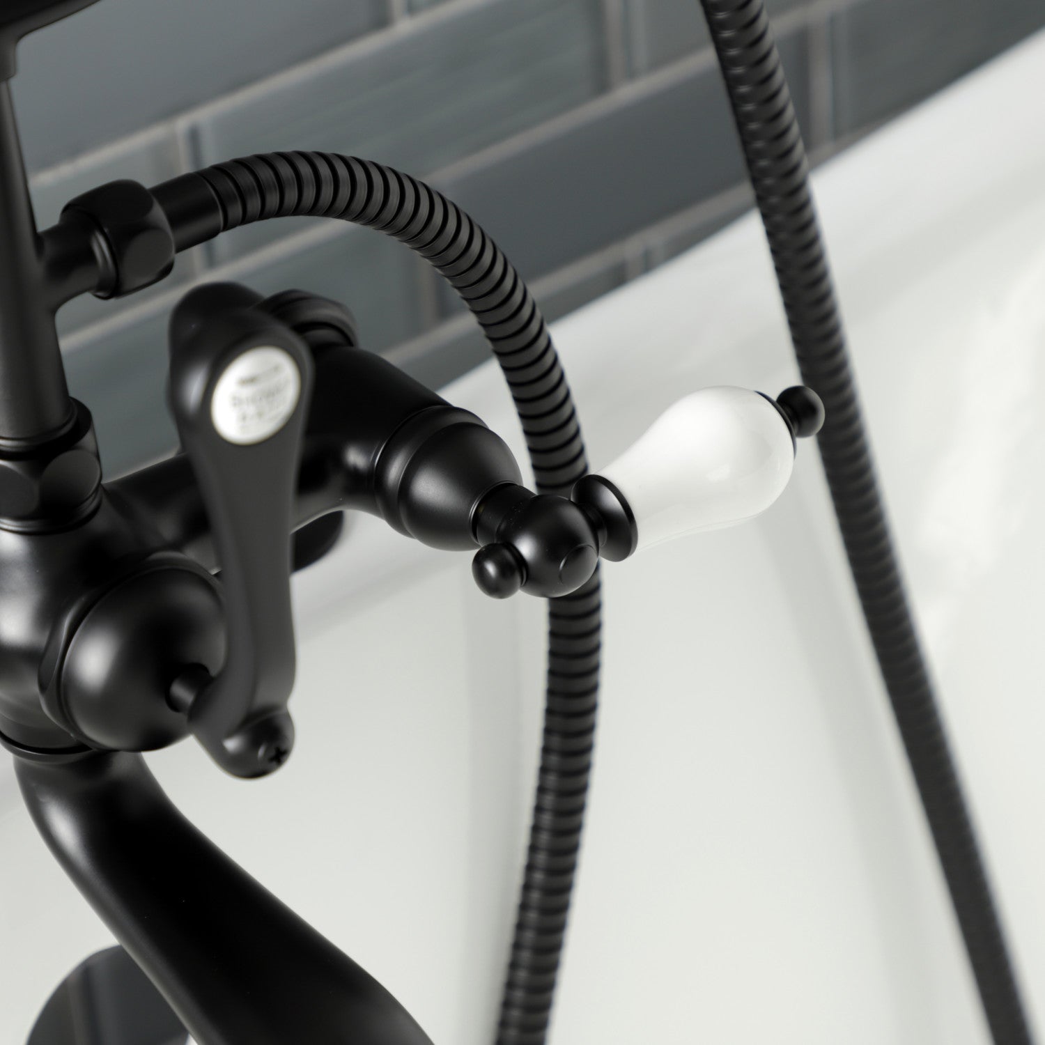 Vintage Matte Black Clawfoot Tub Faucet with Hand Shower - 3 Handle 2 Hole Deck Mount Bathroom Fixture for Classic & Modern Bathrooms | Perfect for Bathroom Renovation & Spa-Like Experience