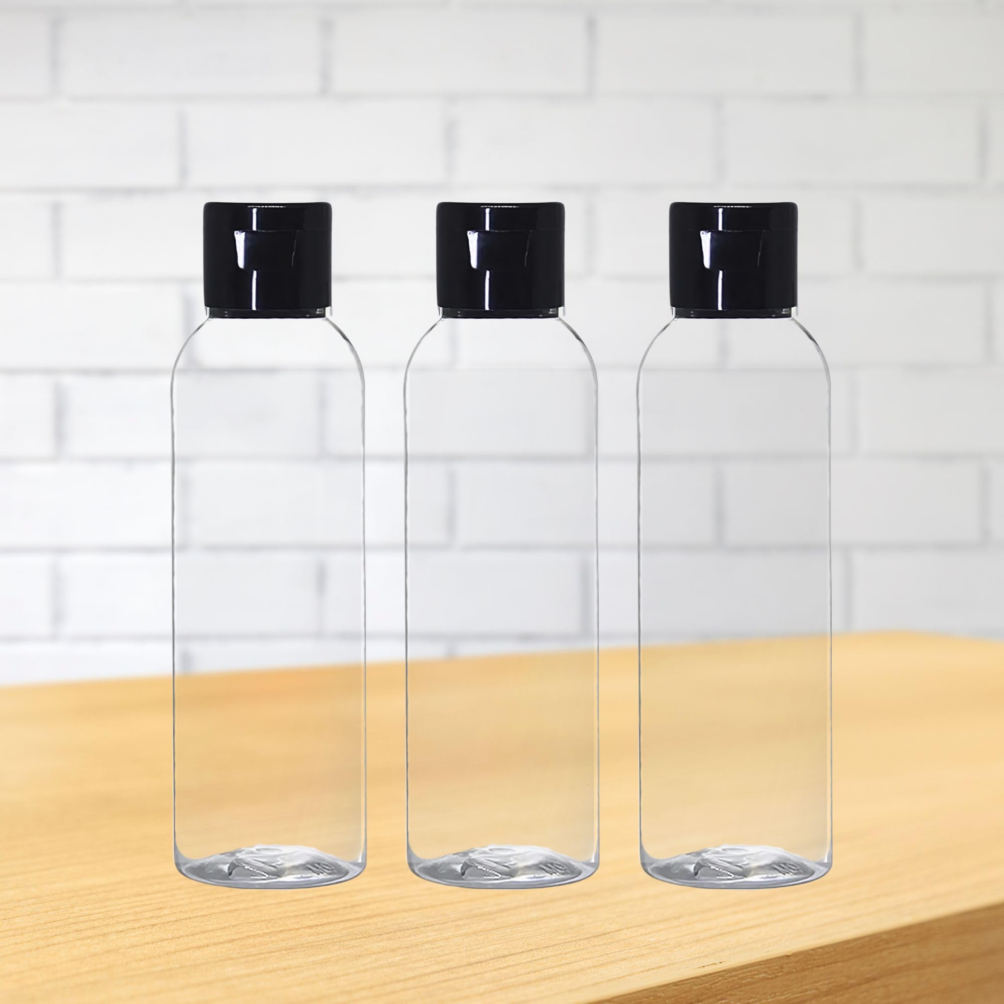 100ml Empty Clear Plastic Refillable Travel Bottles - 3 Pack Small Squeeze Containers with Black Flip Cap for Toiletries, Shampoo, Lotion, Cream - Perfect for Travel, Gym, Camping & Home Organization
