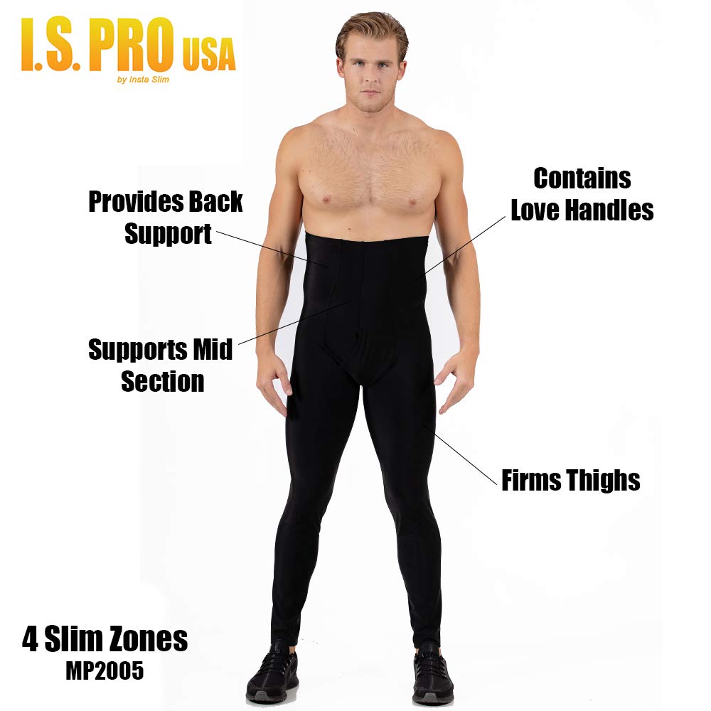 Insta Slim Men's Compression Hi-Waisted Workout Pants - MP2005 | High Waist Tights for Fitness Training, Gym & Running | Shapewear for Men with Slimming Effect