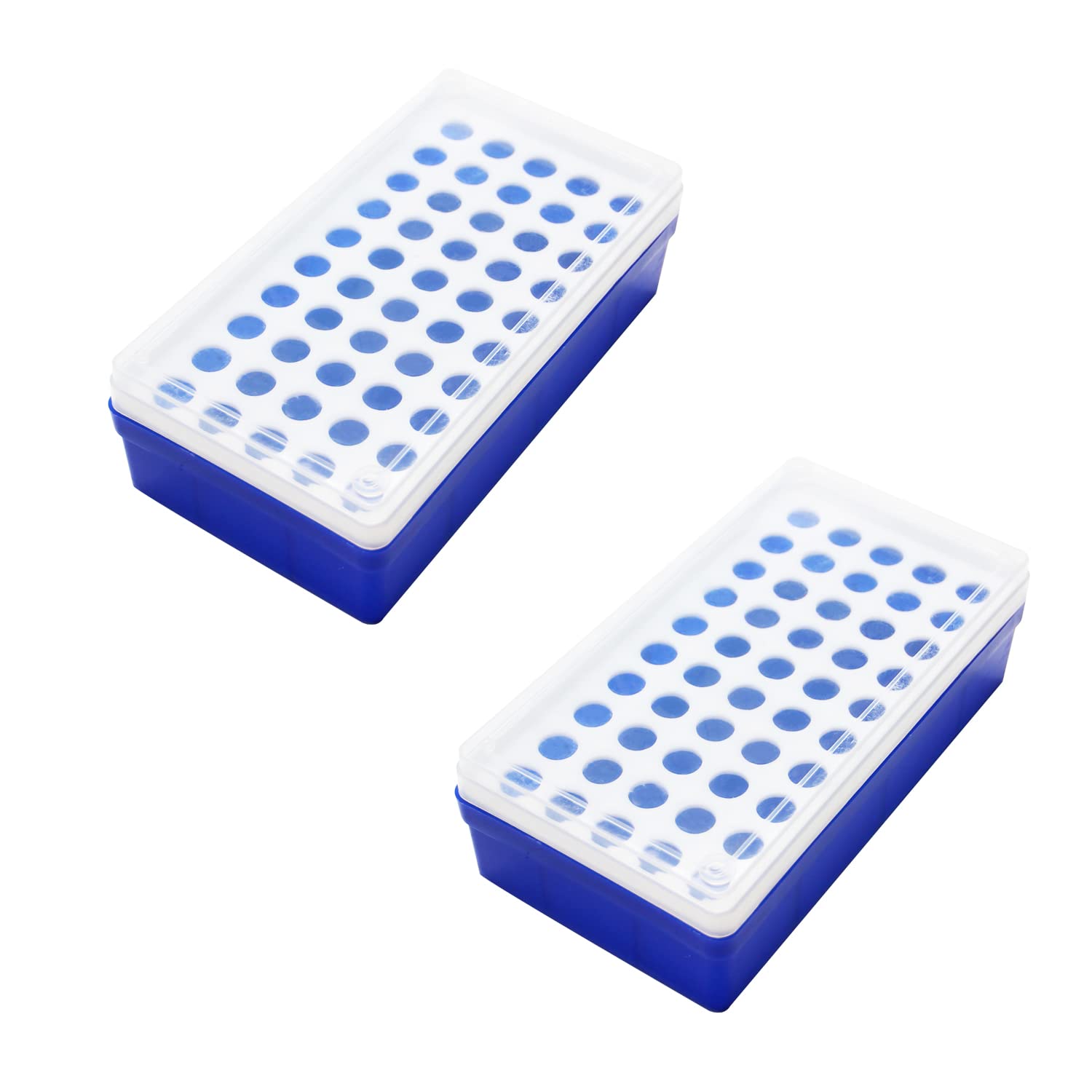 Othmro 2Pcs Acrylic Test Tube Rack Holder - 50-Well Centrifuge Tube Stand, Plastic Lab Organizer for Science Experiments, Classroom & Party Decorations (Blue) - Perfect for Laboratories, Schools & DIY Craft Projects