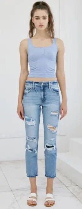 Mid Rise Boyfriend Jeans by Kancan - Comfortable & Stylish Women's Denim for Casual Wear & Everyday Outfits