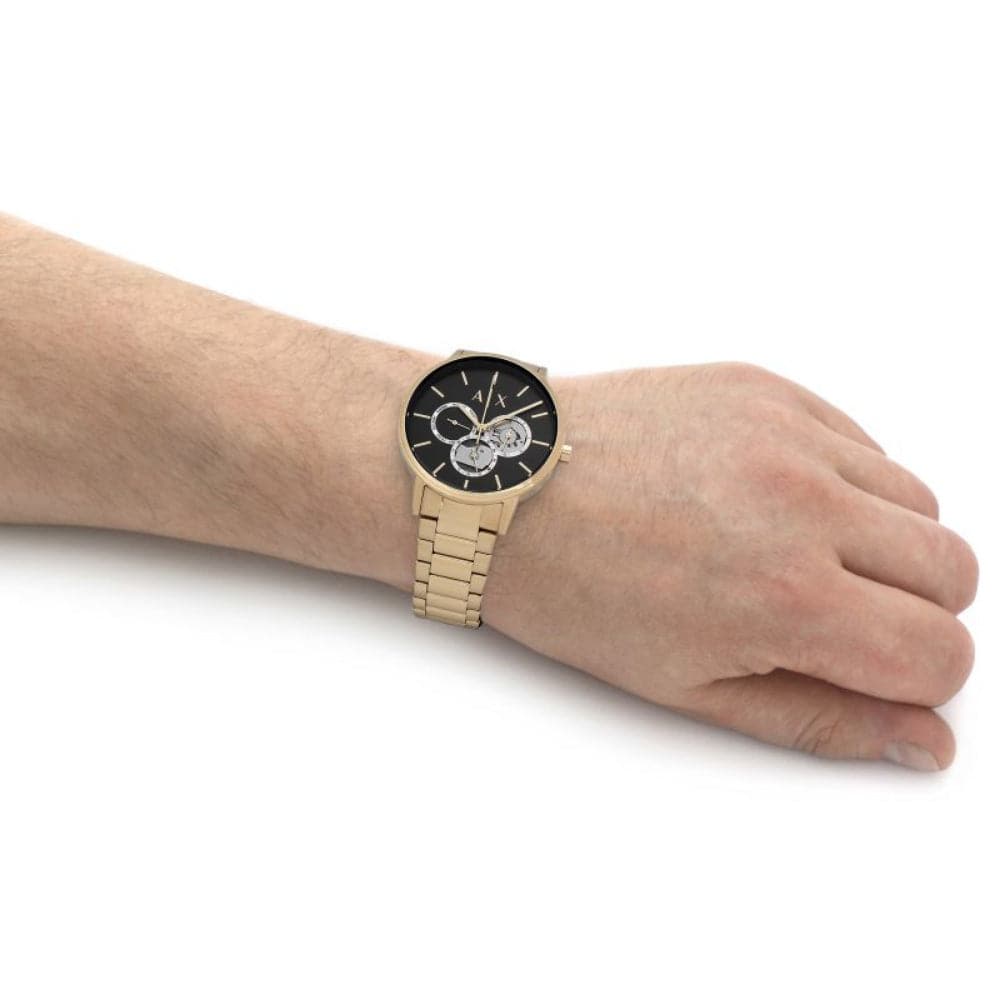 Armani Exchange AX2747 Men's Watch - Gold Stainless Steel Band & Black Dial | Luxury Dress Watch for Business, Formal Events & Everyday Wear