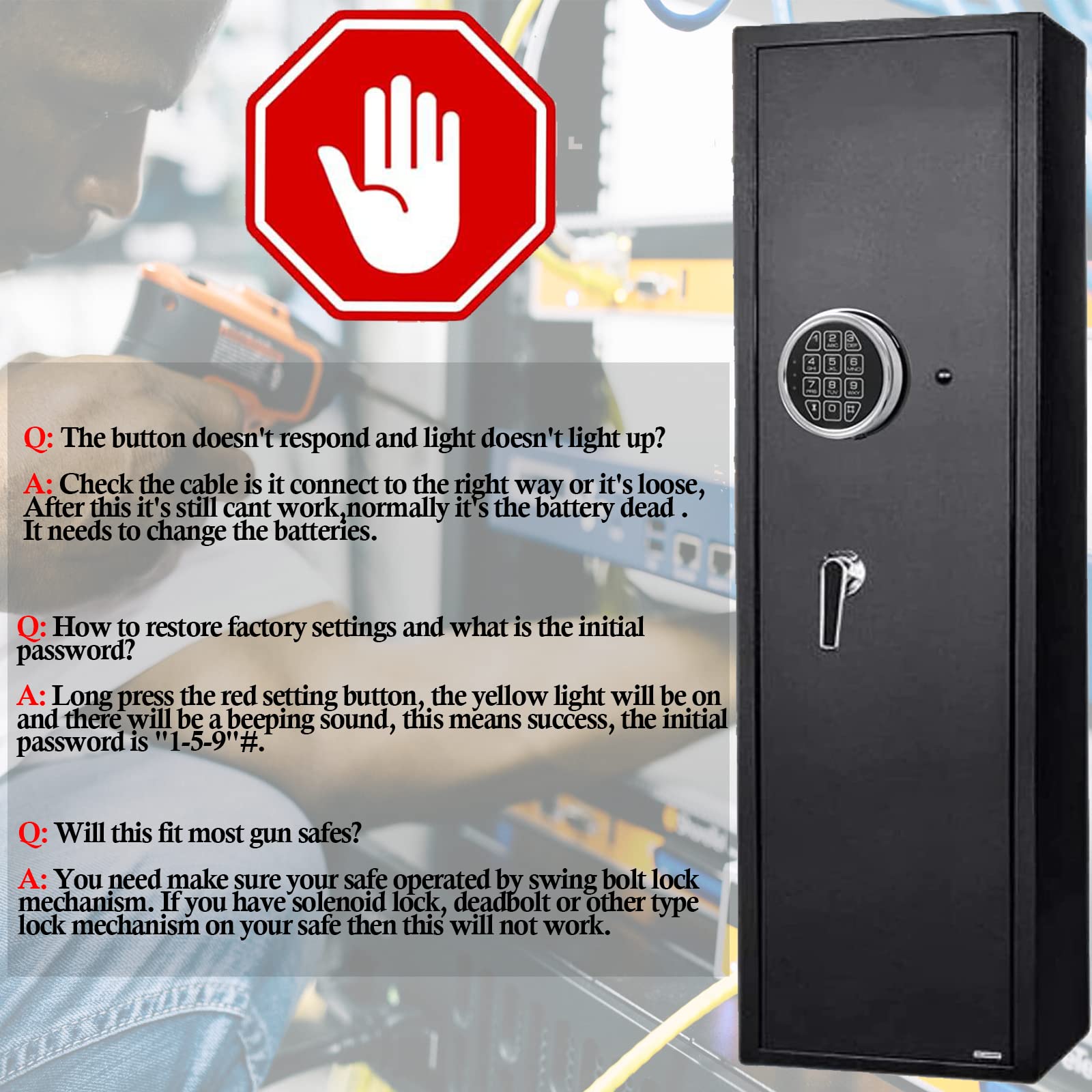WAH LIN PARTS Stack on Safe Lock Replacement with Swing Bolt - High Security Fireproof Chrome Digital Keypad Electronic Safe Lock for Pistol Safes & Safe Boxes | Ideal for Home, Office & Gun Storage Security