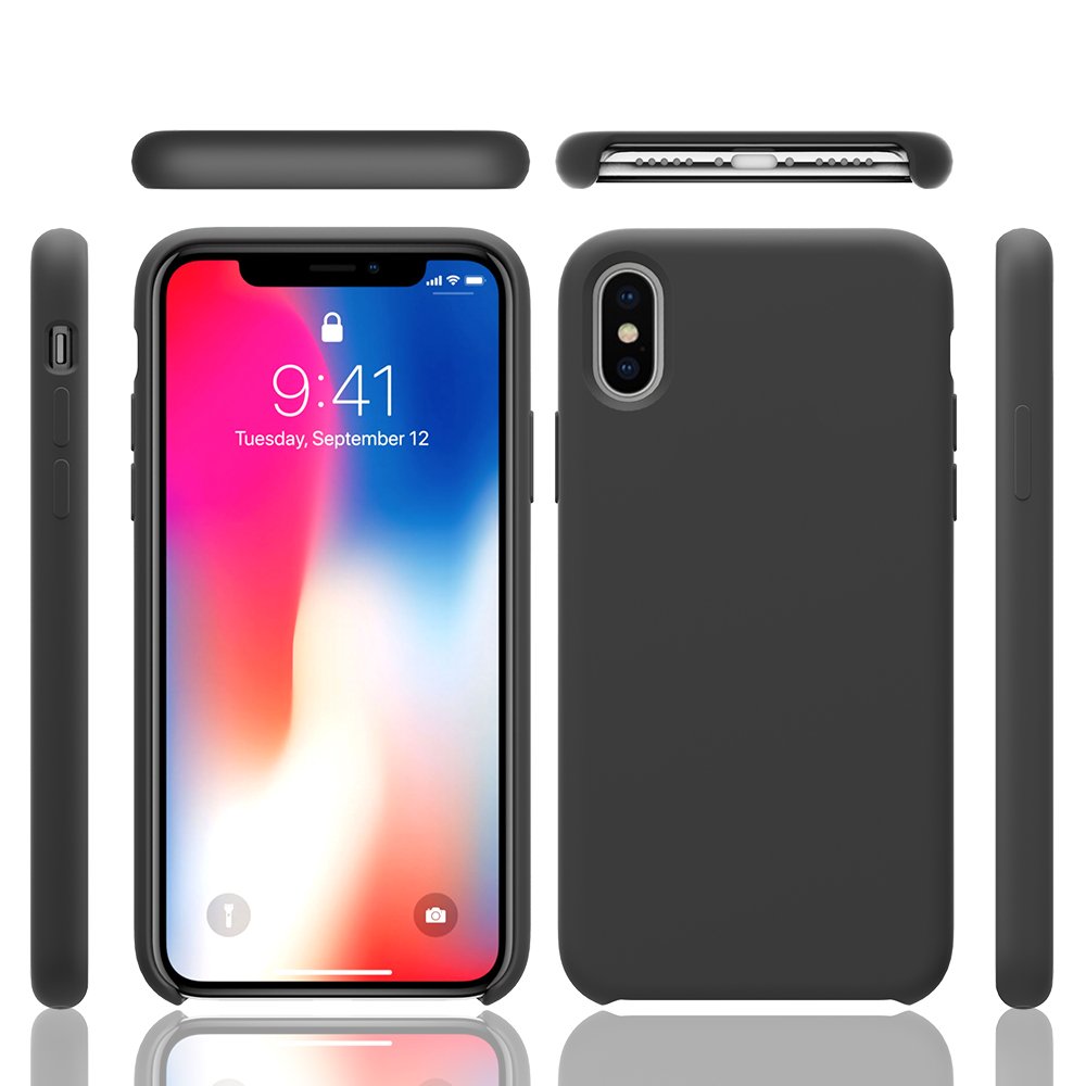 Premium Liquid Silicone Gel Rubber Case for Apple iPhone XS/X/10 - Slim Shockproof Protective Cover with Soft Microfiber Lining (Black) | Perfect for Everyday Use, Travel & Outdoor Activities