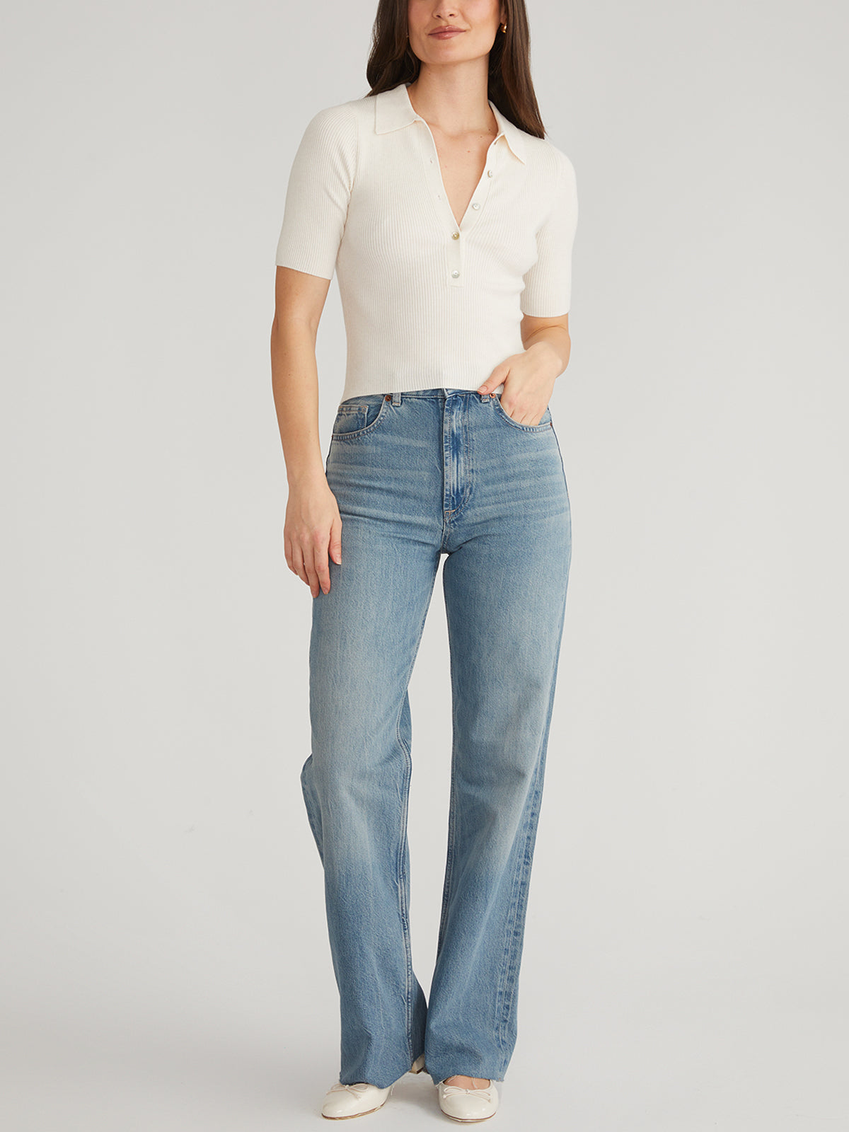 Ginny: Stylish Short Sleeve Johnny Collar Blouse for Women | Casual Office Wear & Summer Outfits