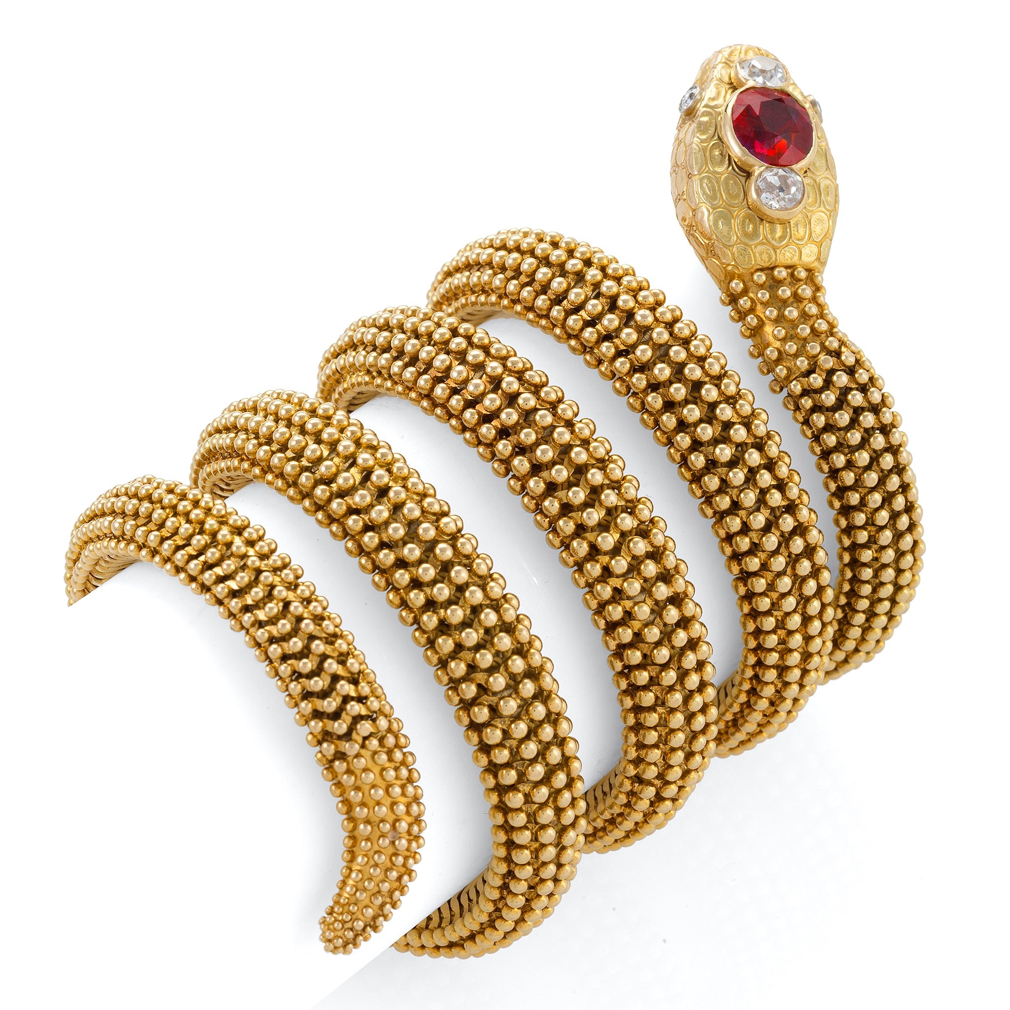 Bulgari Ceylon Ruby Serpenti Bracelet - Luxury 18K Gold Snake Bracelet for Women, Elegant Jewelry Gift for Her, Perfect for Parties & Special Occasions
