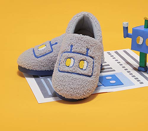 **Women's Warm Winter Slippers - Soft Indoor/Outdoor Robot Design with Colias Wing - Grey | Cozy House Shoes for Relaxing at Home & Quick Outdoor Errands**