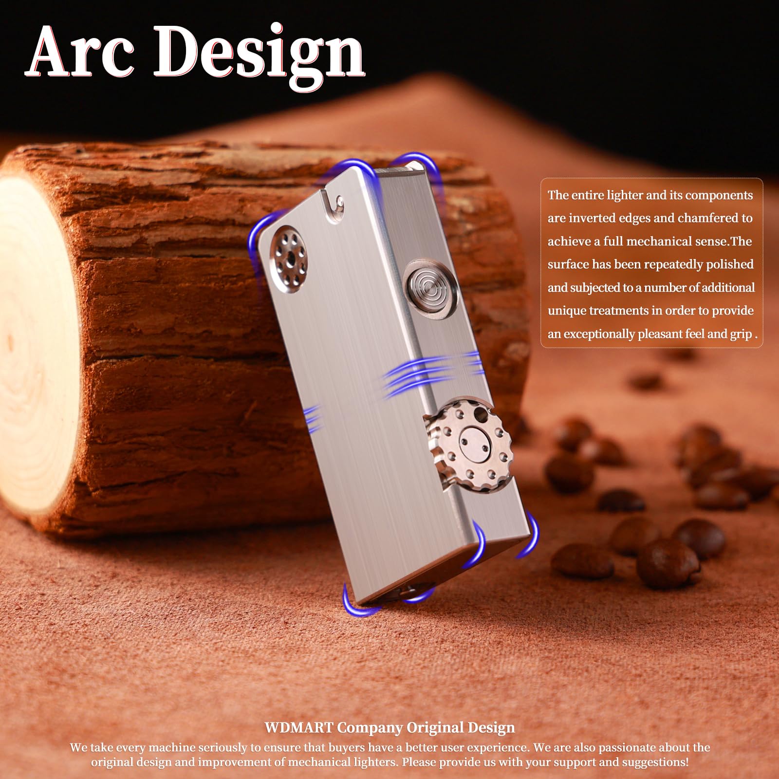 Premium Automatic Mechanical Kerosene Lighter - Windproof Metal Open Flame Lighter with Soft Adjustable Flame for Cigars, Candles & Outdoor Use (WDMART-US)