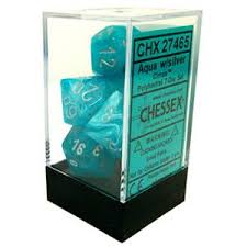 Chessex Polyhedral 7-Dice Set - Cirrus Aqua with Silver | RPG Dice for Dungeons & Dragons, Pathfinder & Tabletop Gaming