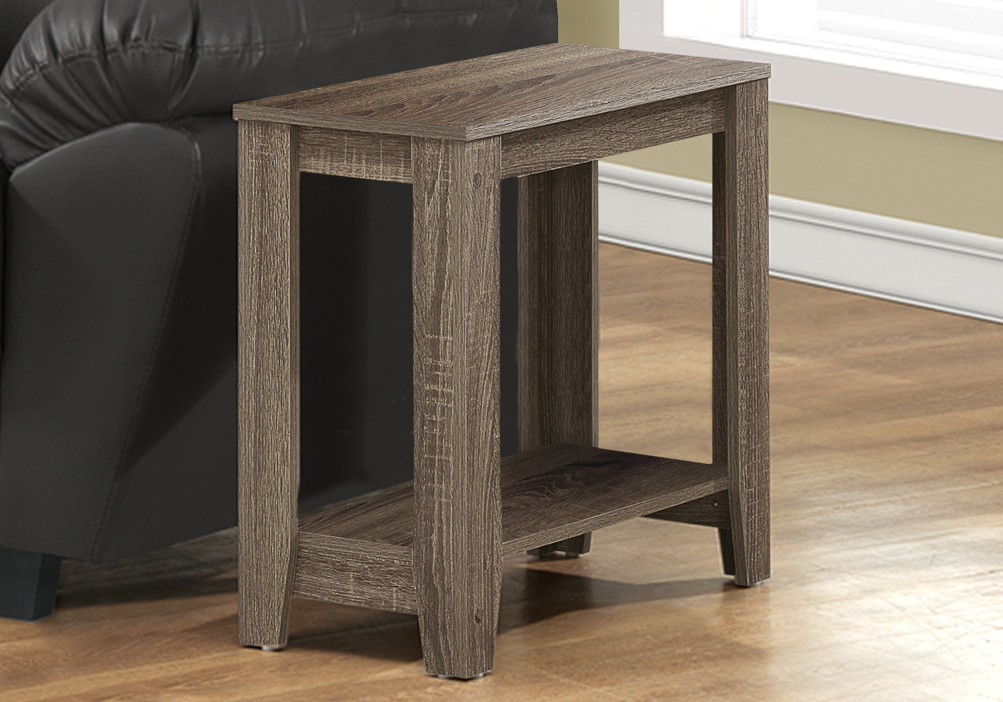 Modern Dark Taupe Accent Table - Stylish Side Table for Living Room, Bedroom, or Office Decor