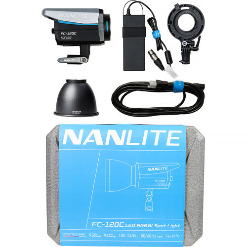 Nanlite FC120C RGBWW LED Spotlight - Professional Color Changing Studio Light for Photography & Videography - Perfect for YouTube, TikTok, Live Streaming & Home Theater Lighting