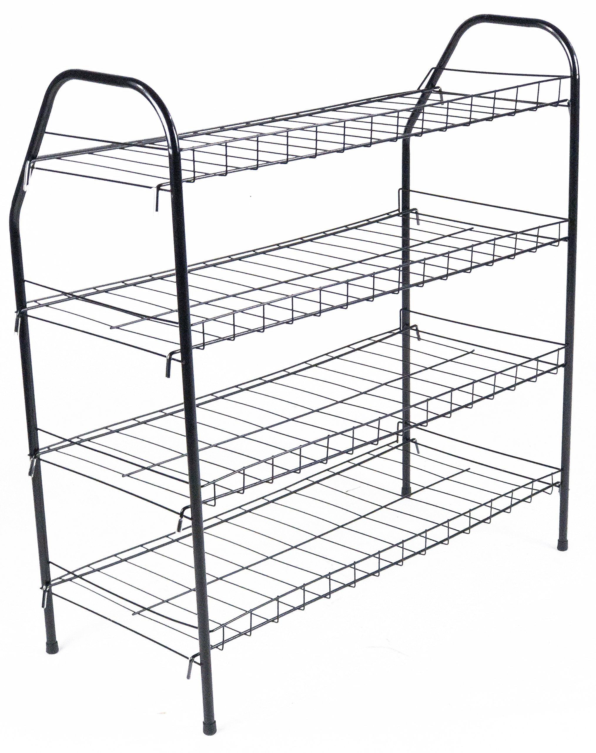 4-Tier Metal Shoe Rack Organizer - Space Saving Stackable Shoe Shelf for Entryway, Closet & Cabinet Storage (Black) - Perfect for Small Spaces & Shoe Organization