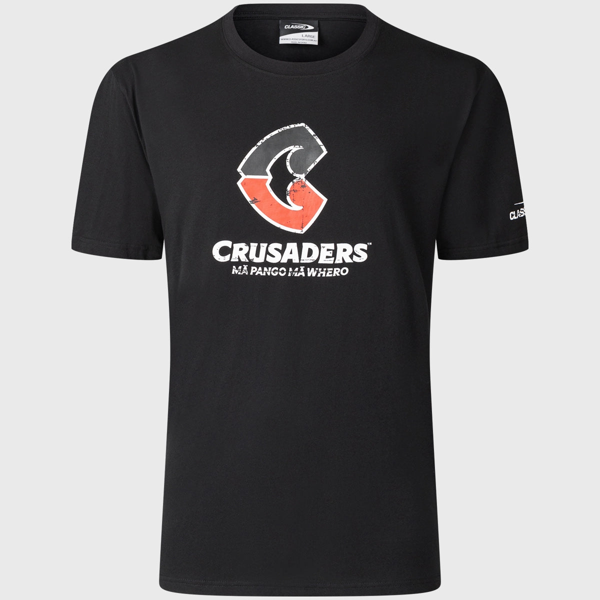 Vintage Crusaders Rugby Distressed Logo Cotton T-Shirt - Black | Super Rugby Fan Apparel for Men & Women | Perfect for Game Day & Casual Wear