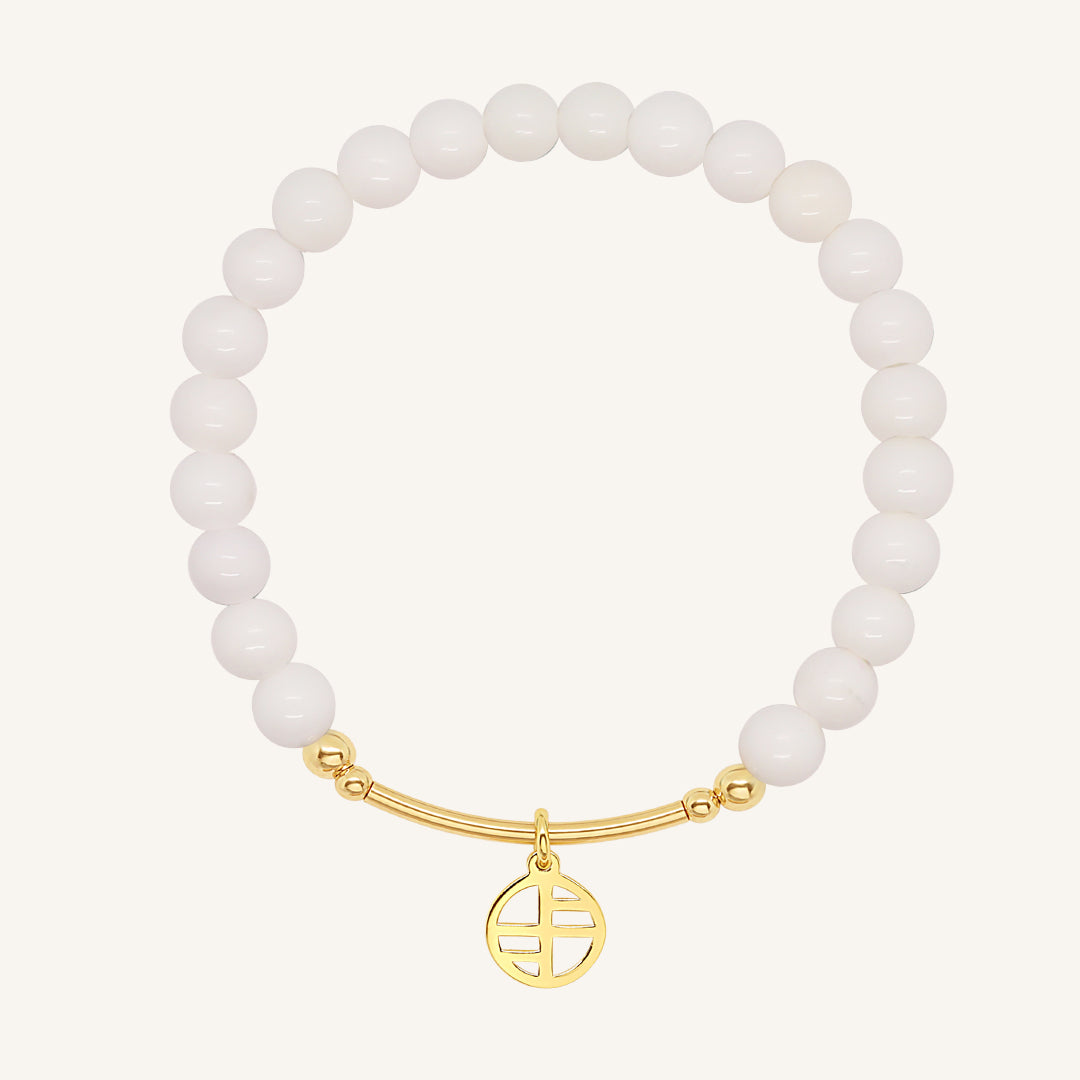 White Agate Charm Bracelet - Stone of Resilience & Protection | Healing Crystal Jewelry for Stress Relief, Meditation & Spiritual Balance