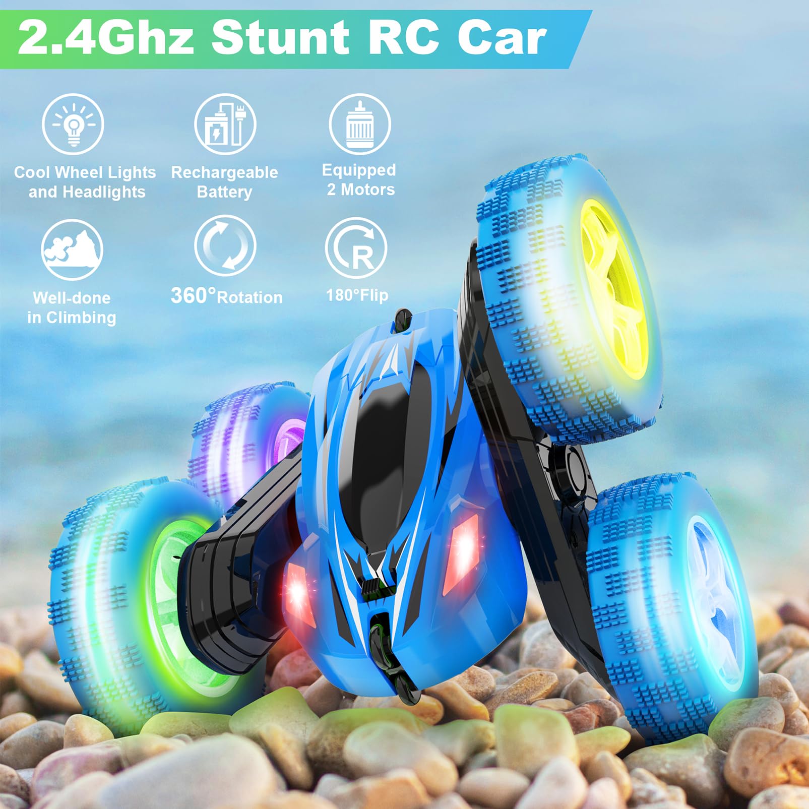 2.4GHz 4WD Fast Remote Control Car - 360° Rotating Monster Truck Toy for Kids | High Speed RC Cars for Boys & Girls | Perfect for Indoor Play, Backyard Racing & Birthday Gifts