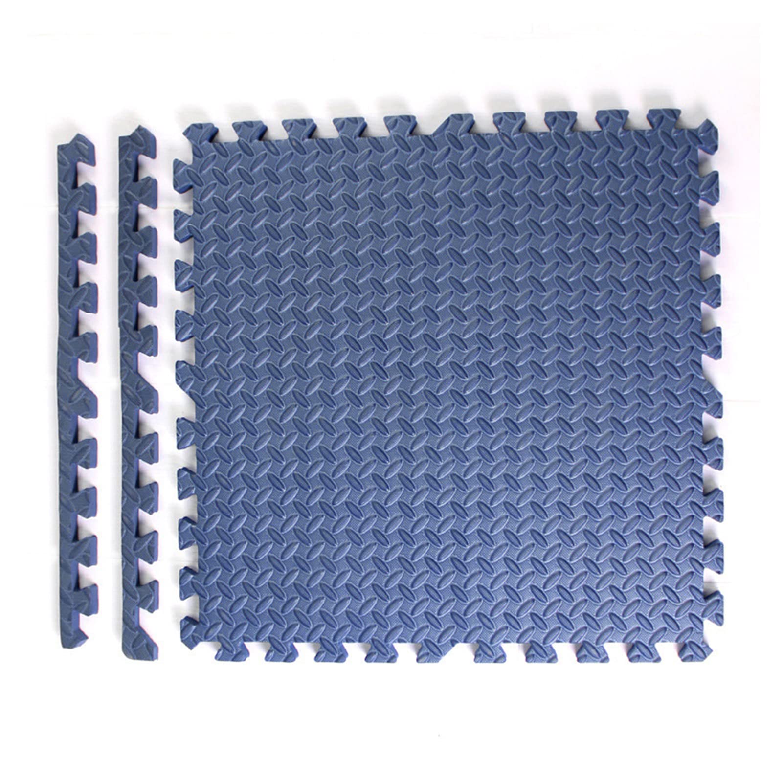 12-Piece Interlocking EVA Foam Floor Mat Set - 1/2 Inch Thick Puzzle Tiles with Borders, Non-Slip Gym & Playroom Rug (24x24 Inches, Navy Blue) - Perfect for Kids Play Areas, Home Gym Flooring & Nursery Protection