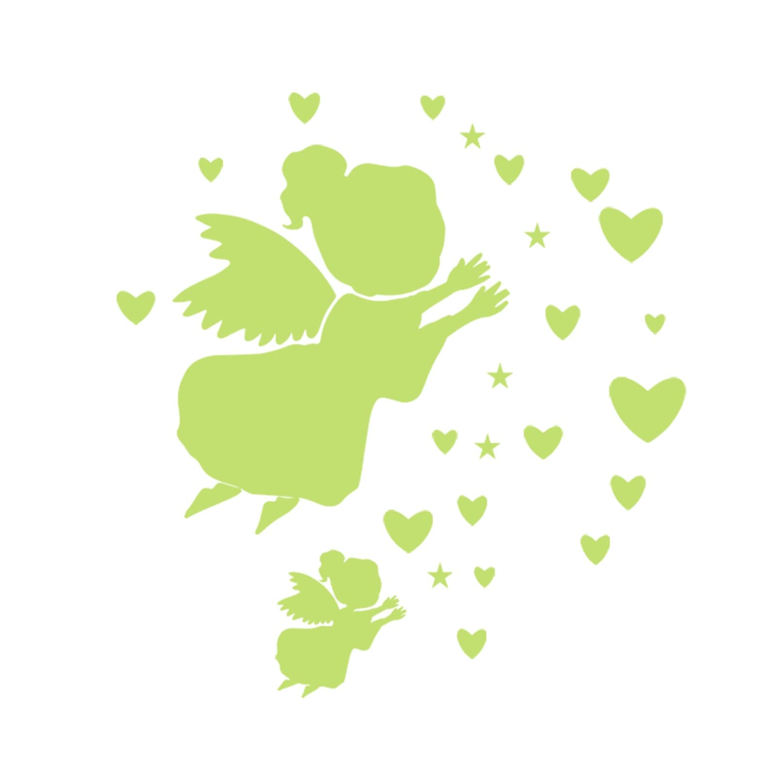 3D Acrylic Mirror Wall Decals - Removable Angel Shape DIY Stickers for Kids Bedroom, Luminous Love Themed Decoration for Tiles & Walls (Green, One Size) - Perfect for Nursery Decor, Birthday Parties & Home Improvement Projects