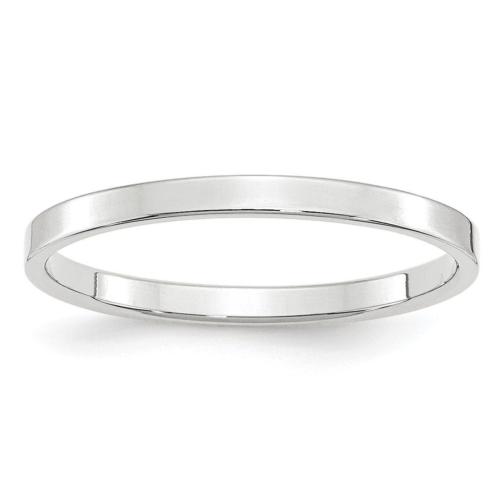 14K White Gold 2mm Flat Plain Classic Wedding Band Ring for Women & Men - Elegant Simple Wedding Rings for Brides, Grooms & Anniversaries