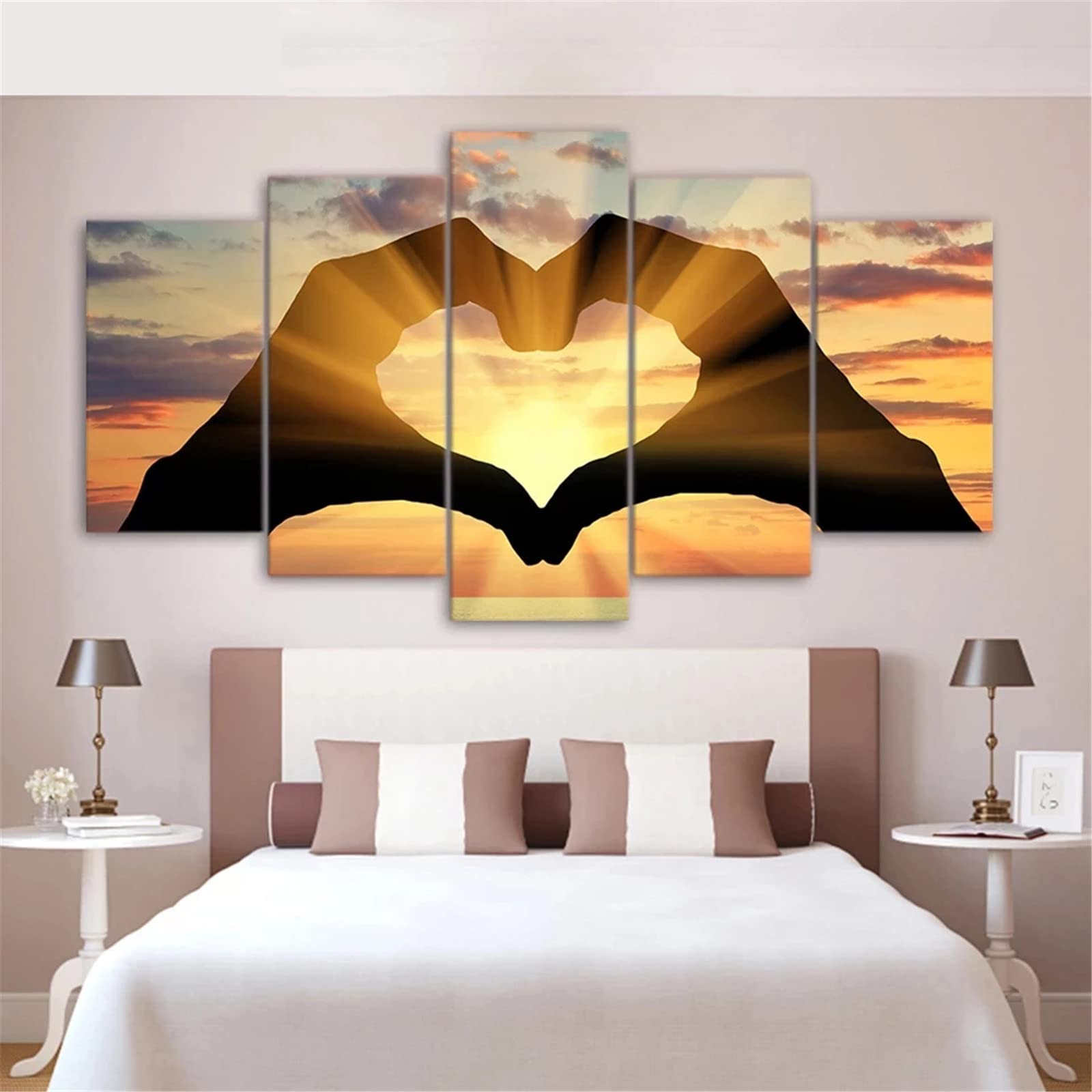 Diamond Painting Kit - Heart Love Sunset 5 Panels, DIY Crystal Rhinestone Embroidery Cross Stitch Canvas Art for Adults | Home Decor, Wall Art, Office Decoration, Gift Idea for Valentine's Day & Anniversary | Perfect for Relaxation, Stress Relief & Creative Hobbies