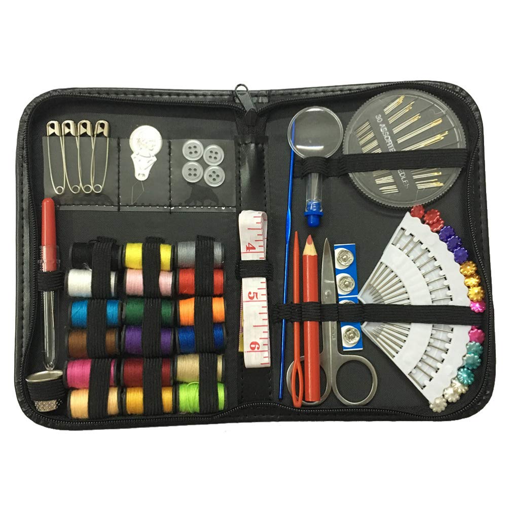 PRETYZOOM 88-Piece Complete Sewing Kit with Needles, Thread, Scissors & Thread Remover | Portable Zipper Storage Case | Ideal for Home Tailoring, Emergency Repairs & Travel Sewing Projects