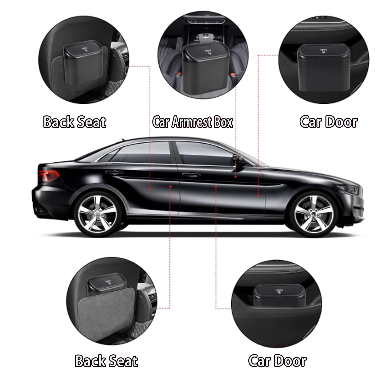 2 Pack Mini Car Trash Can with Lid - Small Auto Garbage Bin for Front & Back Seat Storage - Perfect for Road Trips, Commuting & Keeping Your Vehicle Clean