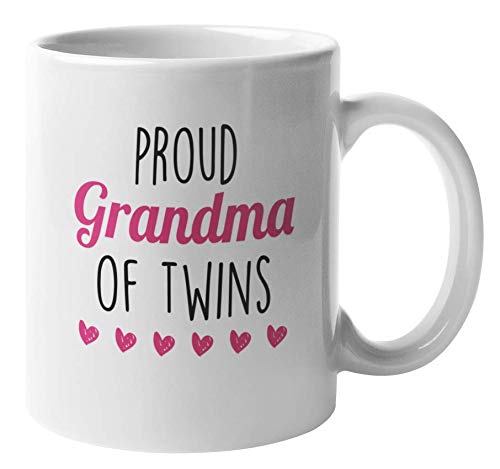 Proud Grandma of Twins Coffee Mug - 11oz Ceramic Tea Cup for Grandmothers - Perfect Gift for Grandma's Birthday, Mother's Day & Family Gatherings
