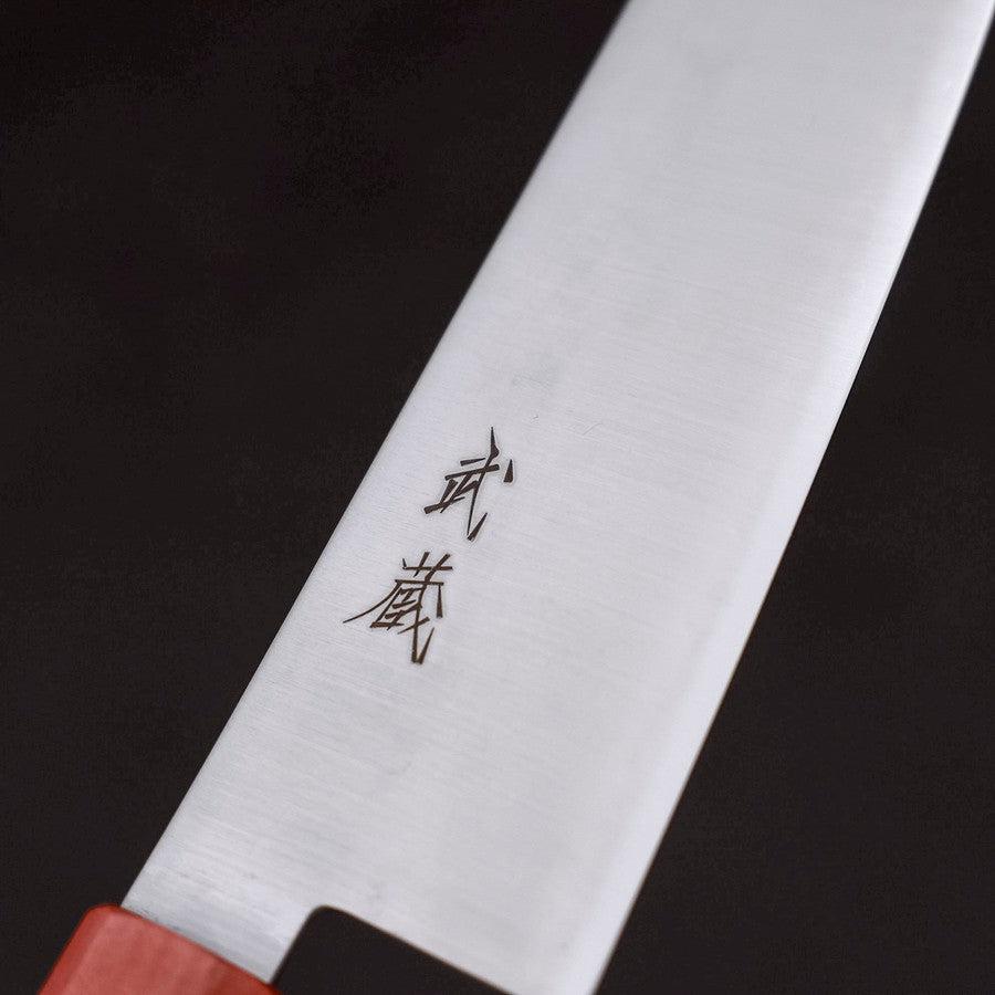 Premium Santoku Knife 180mm - Blue Super Polished Steel with Red Maple Handle - Perfect for Sushi, Vegetables & Meat Cutting - Professional Japanese Kitchen Knife for Chefs & Home Cooking