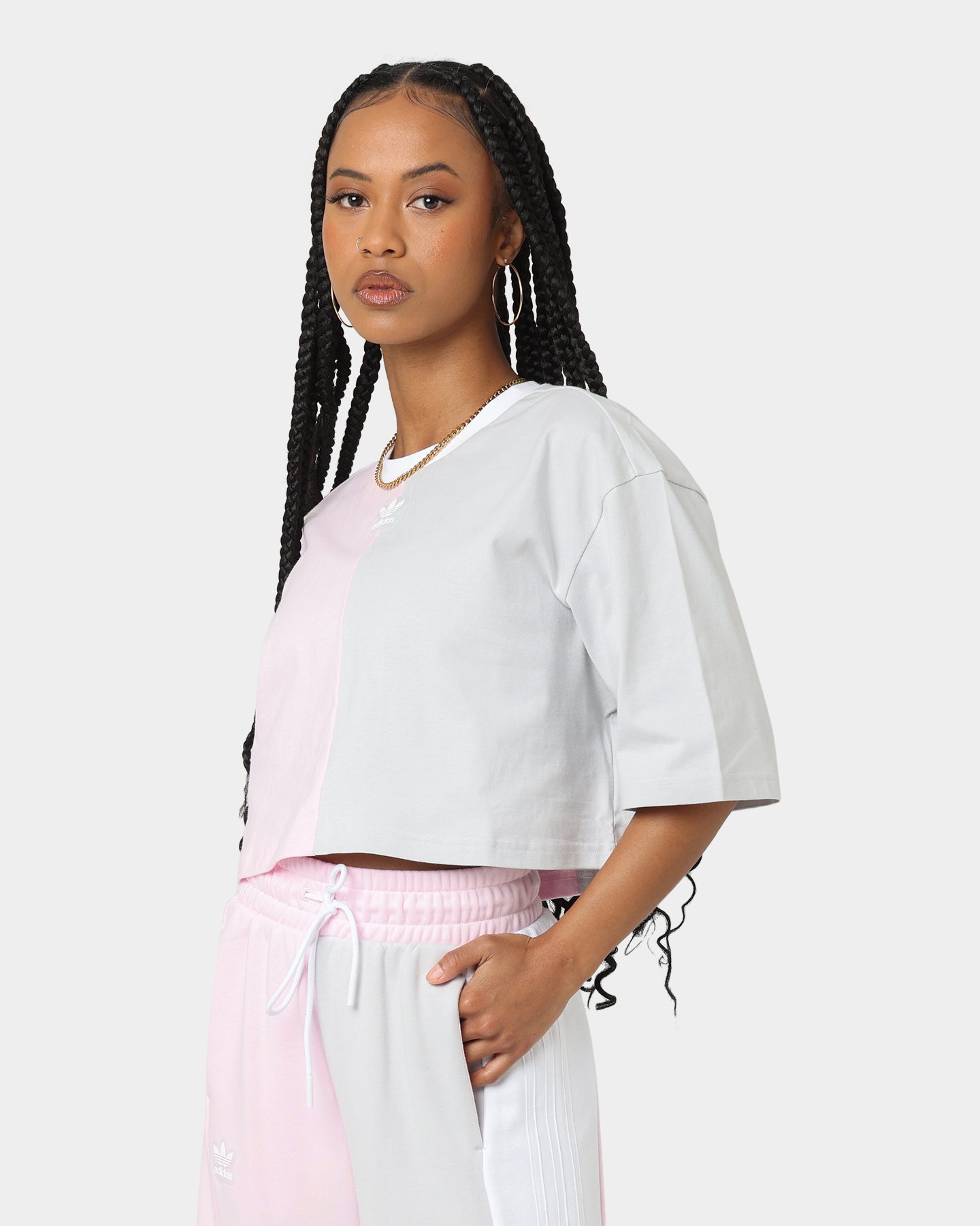 Adidas Women's Cropped T-Shirt - Soft Pink Cotton Casual Top for Running, Yoga & Streetwear Fashion
