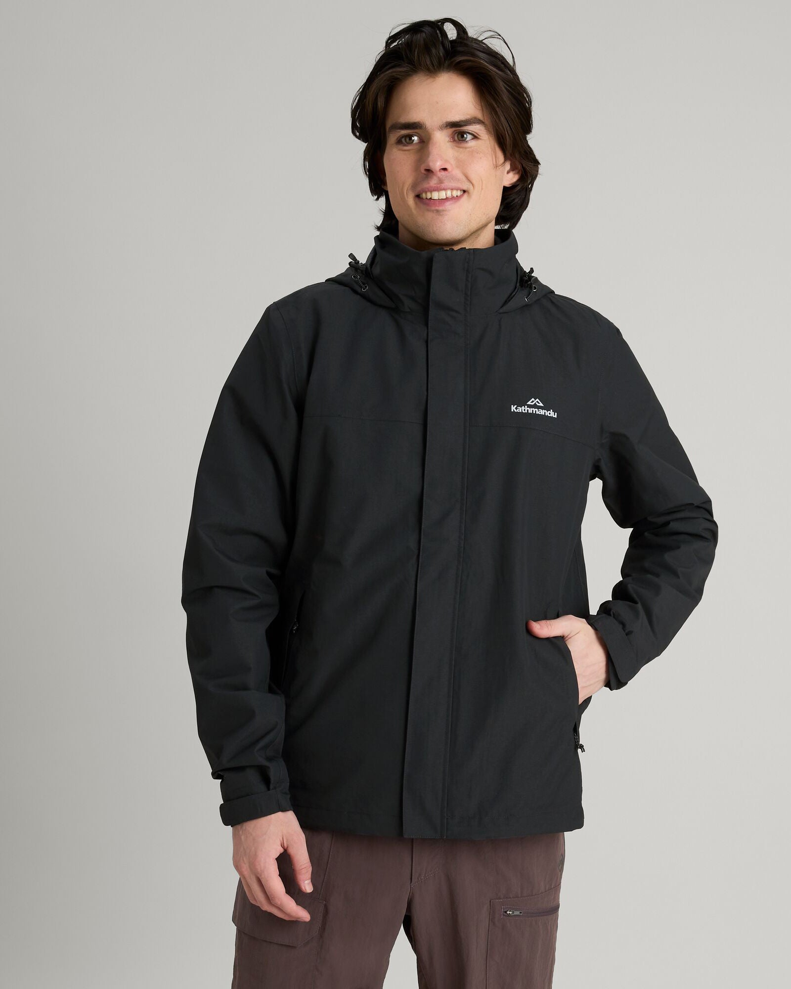 Andulo Men's 2-Layer Waterproof Rain Jacket - Black | Lightweight Windproof Outdoor Coat for Hiking, Camping & Travel