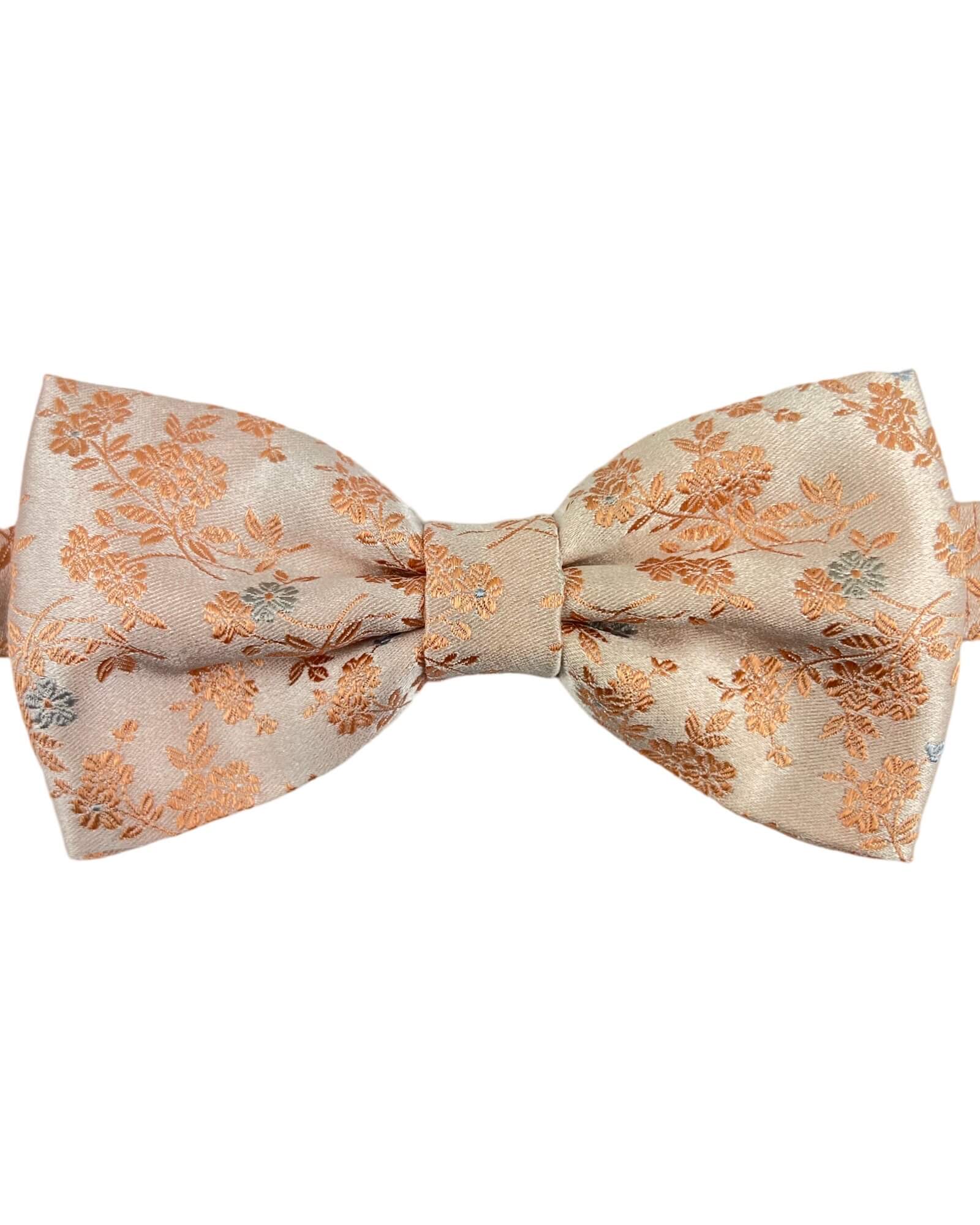 DÉCLIC Belluno Orange Floral Bow Tie for Men - Elegant Wedding, Prom, Party & Formal Event Accessories