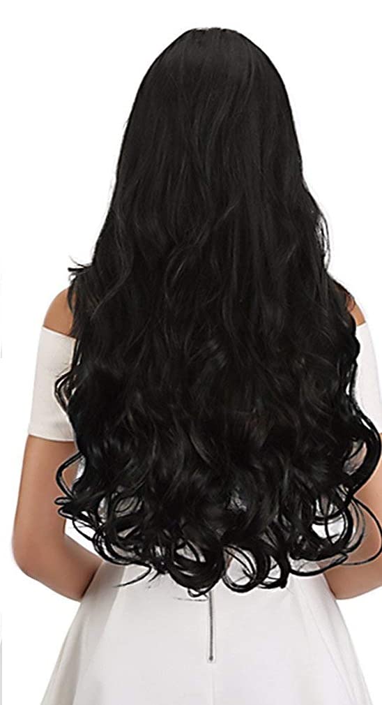 Premium AASA Hair Extensions & Wigs for Women - Natural Black Curly/Wavy Clip-in Hair Extensions - Perfect for Daily Styling, Cosplay & Special Occasions