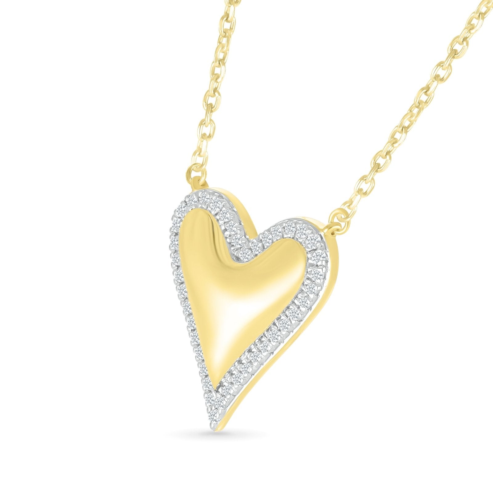10k Yellow Gold Diamond Halo Heart Necklace - Elegant Valentine's Gift for Her, Anniversary Jewelry, Romantic Proposal Present - Perfect for Weddings, Date Nights & Special Occasions