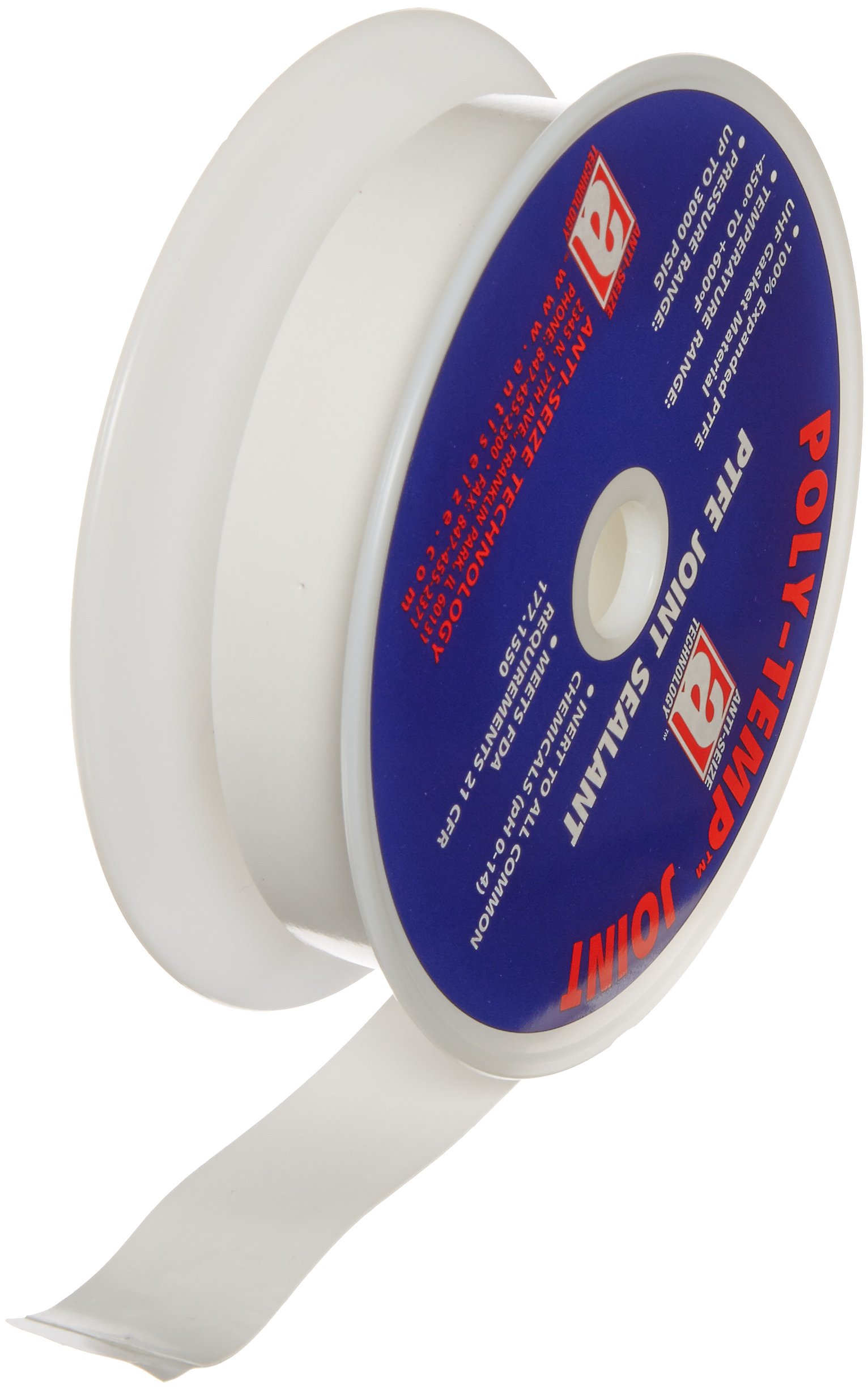Poly-Temp 38101 White 100% PTFE Gasket Tape, 10 Mil Thickness, 1