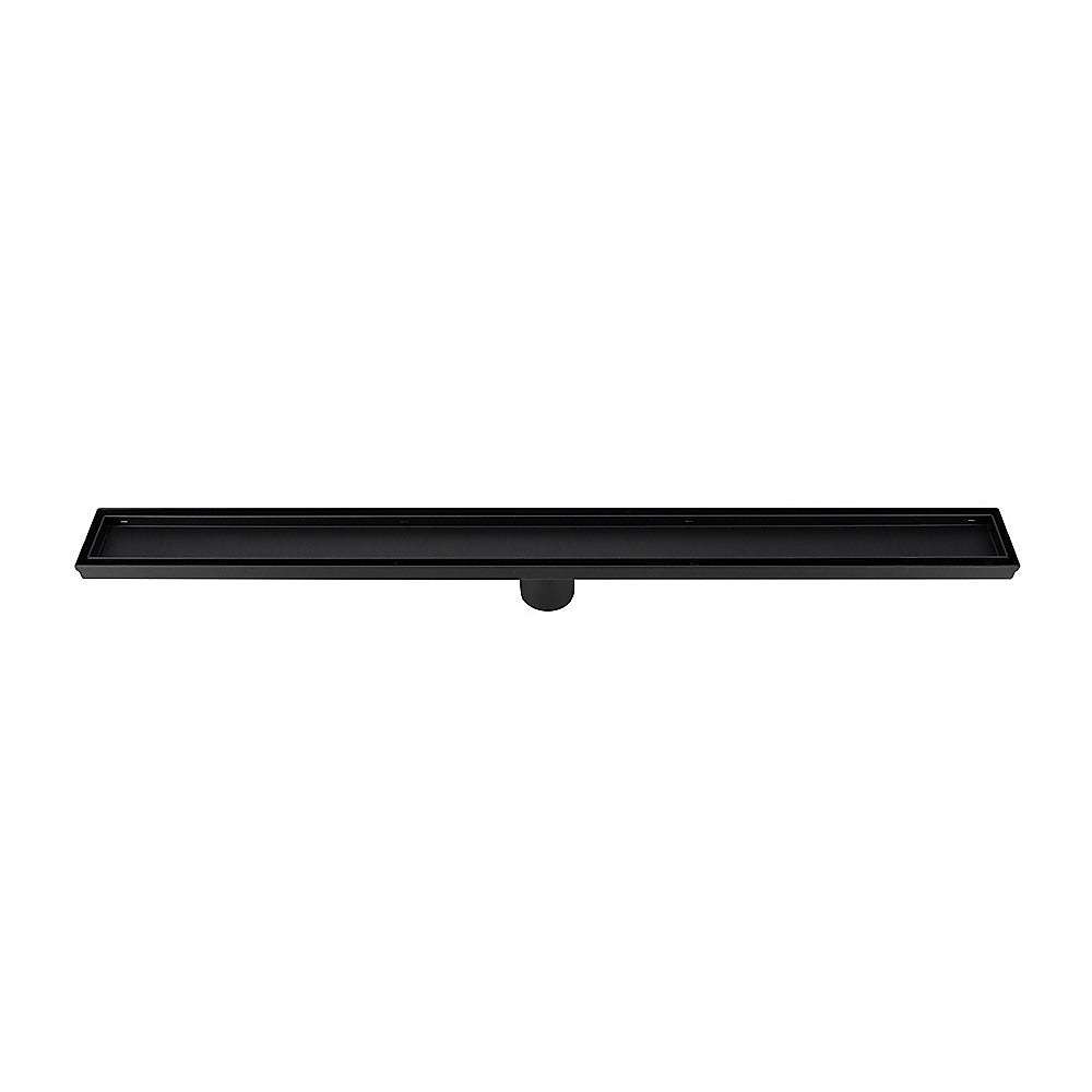 1200mm Black Tile Insert Shower Drain Grate with Center Outlet - Heavy Duty Floor Waste for Bathroom, Wet Room & Shower Enclosure - Anti-Clog Design for Easy Maintenance