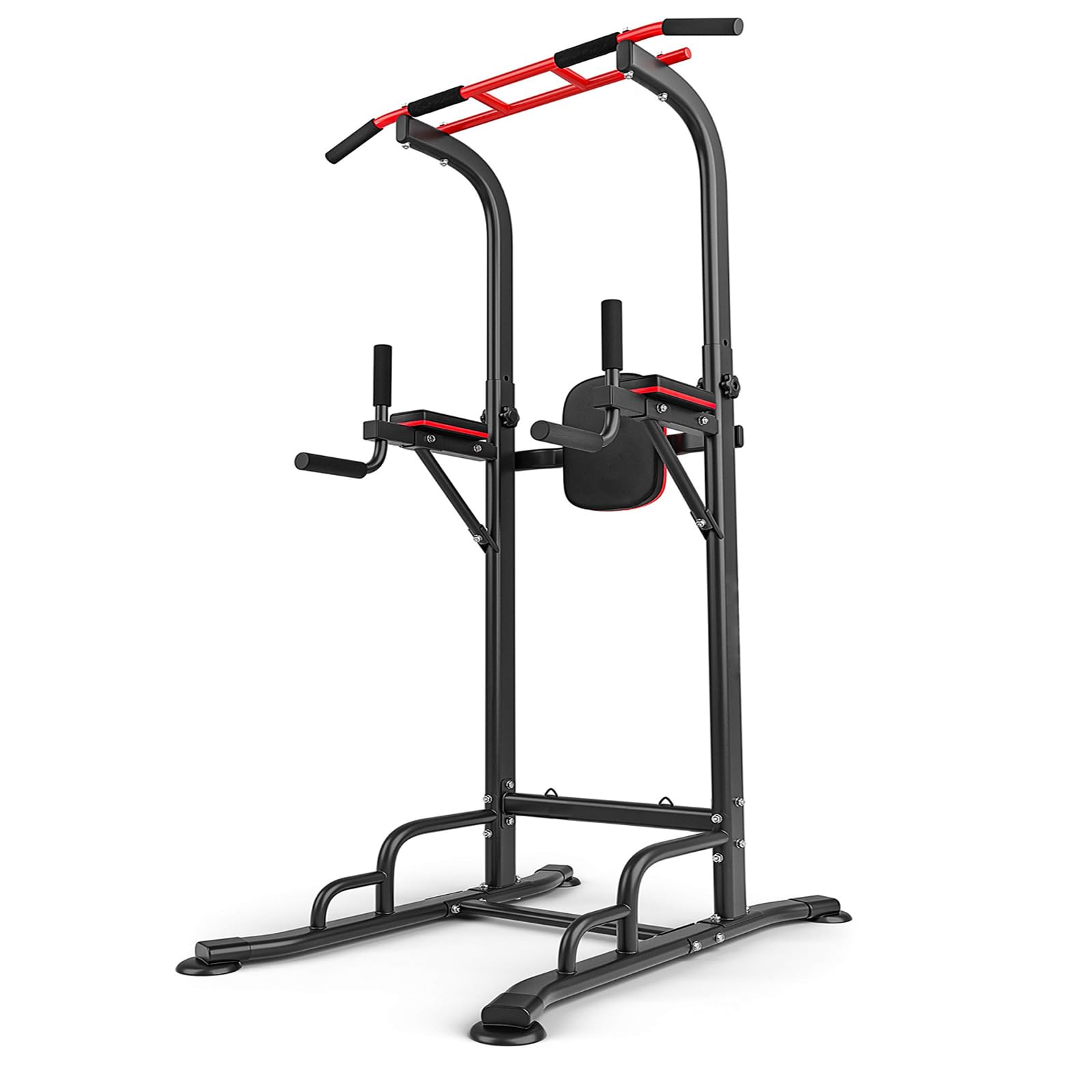 Adjustable Power Tower Dip Station & Pull Up Bar for Home Gym - 61in to 97in Height Range, Ergonomic Design for Comfortable Strength Training - Perfect for CrossFit, Calisthenics & Full-Body Workouts