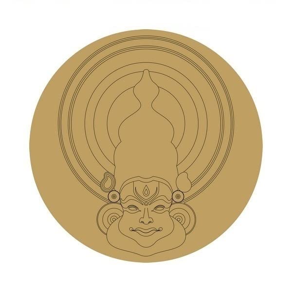 Unfinished Kathakali Face MDF Cutout for DIY Crafts - 5 Inch Laser-Cut Art Piece for Home Decor, Wall Art, and Cultural Projects | Printfry