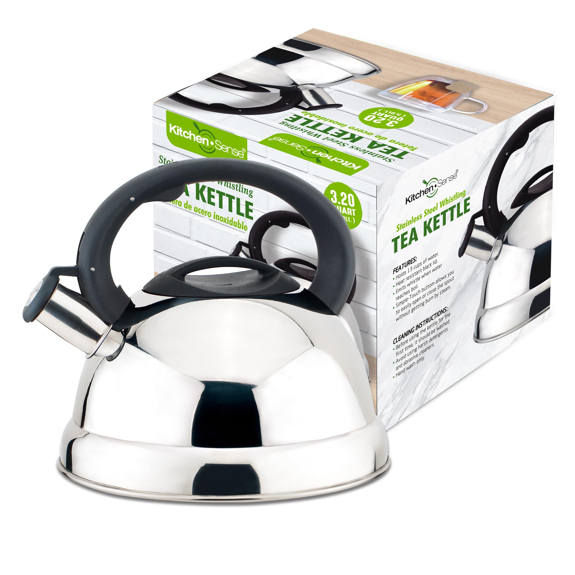 Stainless Steel Whistling Tea Kettle with Nylon Handle - 3.0L Stovetop Kettle for Tea & Coffee - Perfect for Home Kitchen, Office & Camping Use