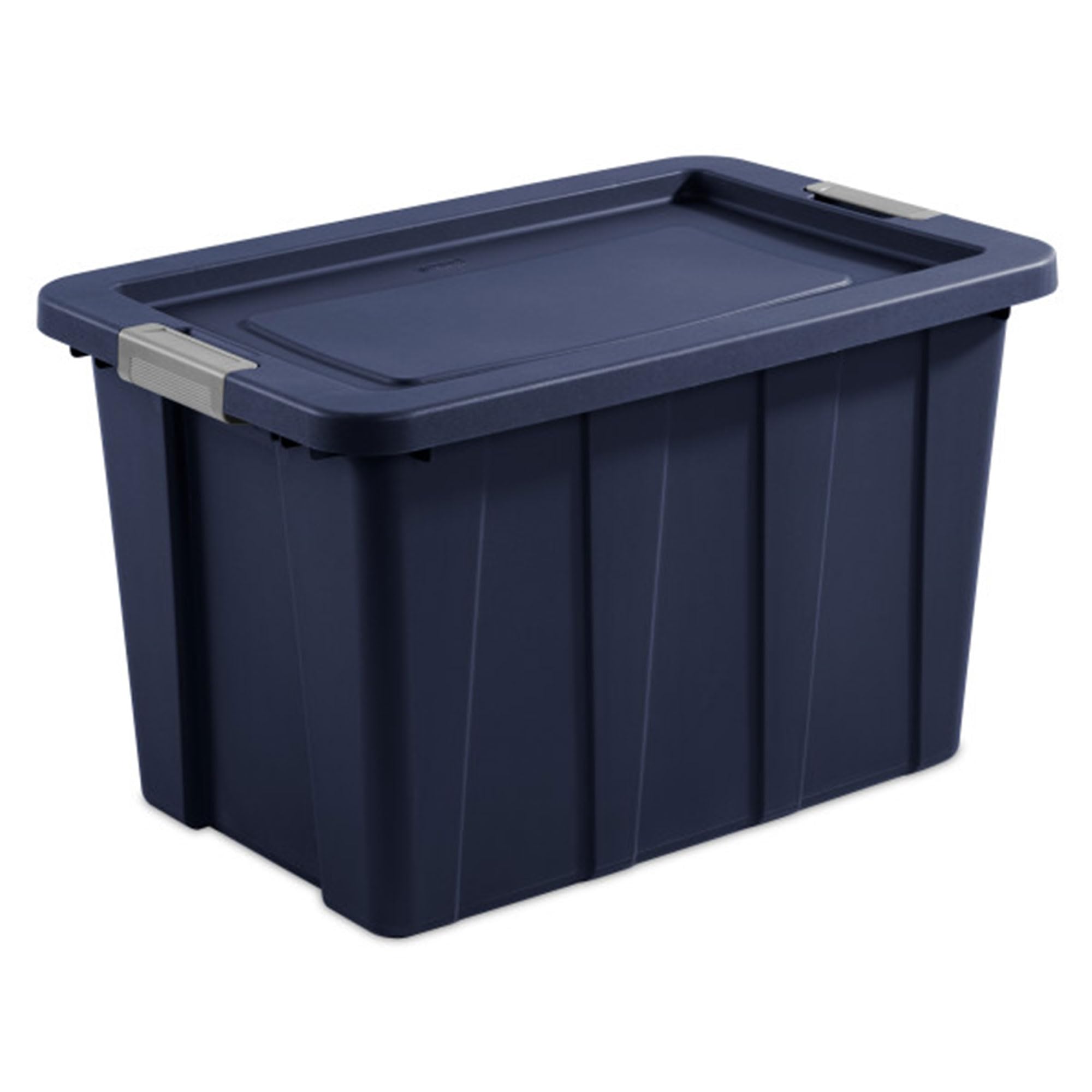 Sterilite 8-Pack 30 Gallon Heavy Duty Storage Bins with Secure Lids - Dark Indigo Tuff1 Totes for Home Organization, Garage, and Moving Supplies
