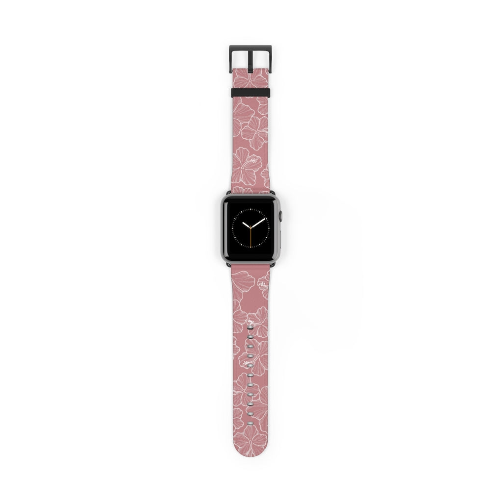 Premium Hibiscus Mauve Apple Watch Band - Soft Silicone Strap for Women & Men - Compatible with All Apple Watch Models - Perfect for Workouts, Running & Everyday Wear
