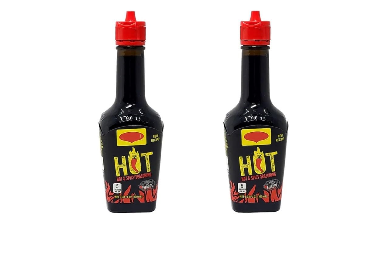 2 Packs - European Hot & Spicy Seasoning Sauce in Glass Bottle (100ml) - Perfect for Cooking, Grilling & Salad Dressing