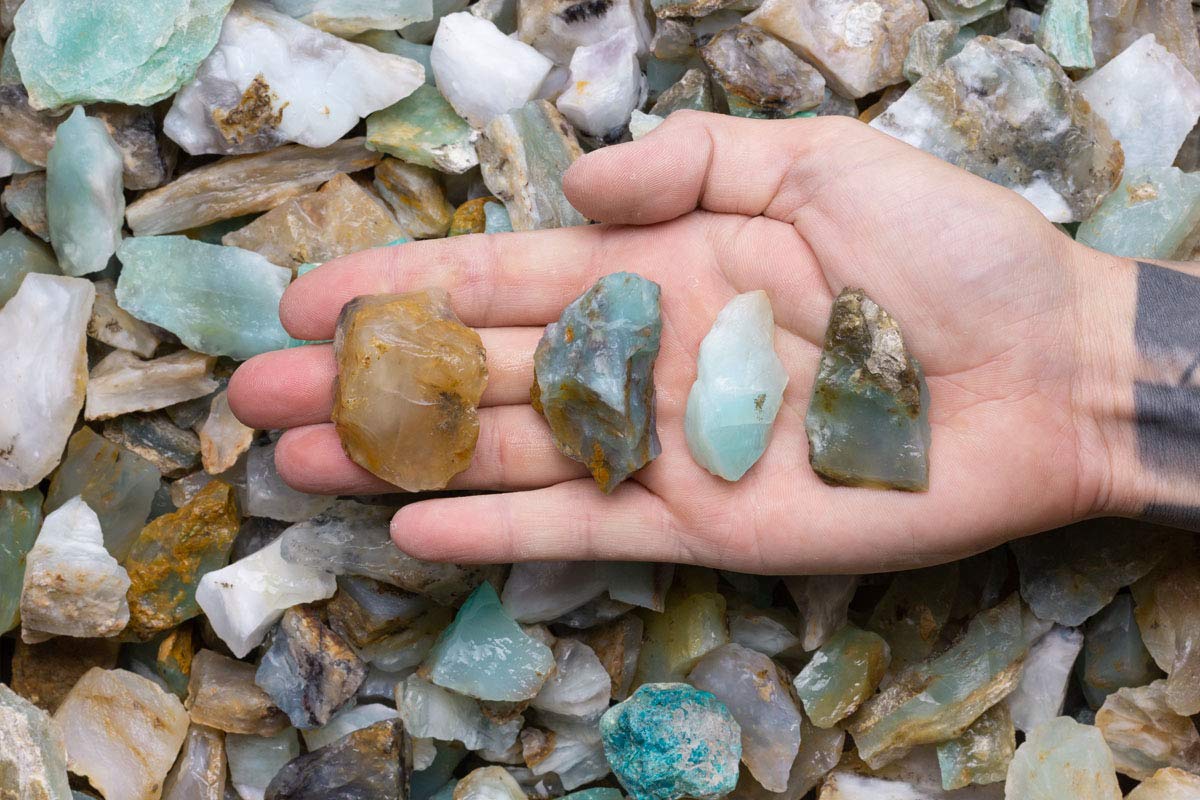 5 lbs Natural Blue Opal Rough Stones from Peru - Raw Gemstone Specimens for Jewelry Making, Crystal Healing & Mineral Collection (Perfect for DIY Crafts, Home Decor & Gift Ideas)