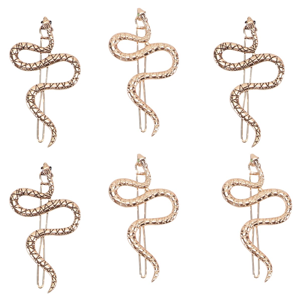 **6pcs Golden Snake Hair Clips - Vintage Bling Snake Hairpins, Metal Snake Headpiece Hair Accessories for Women | Perfect for Parties, Weddings & Boho Style**